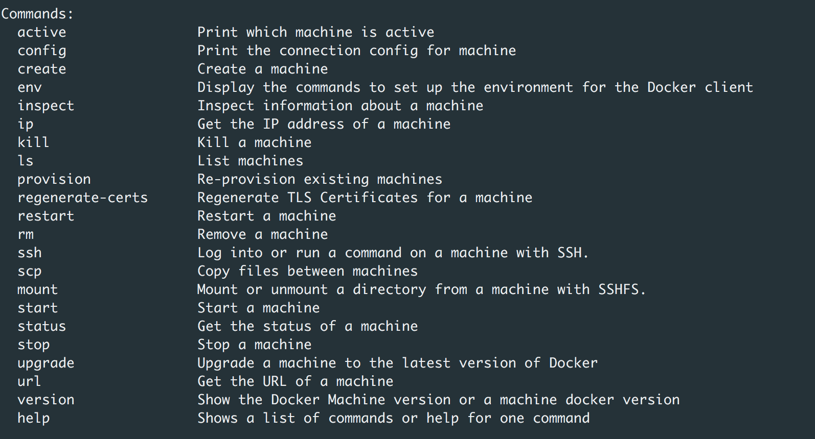 docker-machine-commands